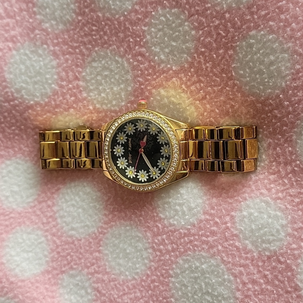 Betsey Johnson gold flower watch